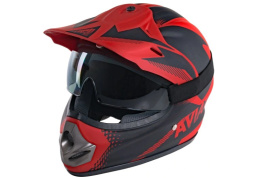 Kask młodzieżowy Enduro z goglami czerwony