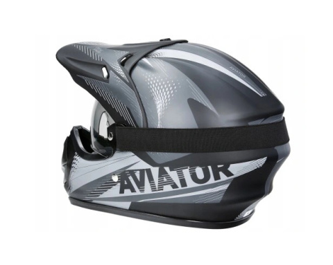 Kask młodzieżowy Enduro z goglami szary