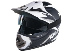 Kask młodzieżowy Enduro z goglami biało-czarny