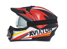 Kask młodzieżowy Enduro z goglami czerwony