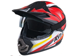 Kask młodzieżowy Enduro z goglami czerwony